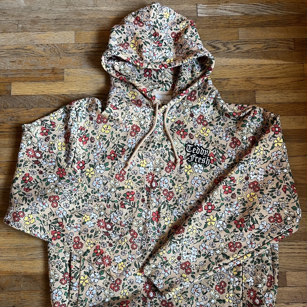Floral Hoodie with Teddy Fresh Logo